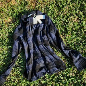 VINCE plaid blouse